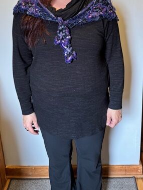 Embellished Purple Floral Shawl Scarf